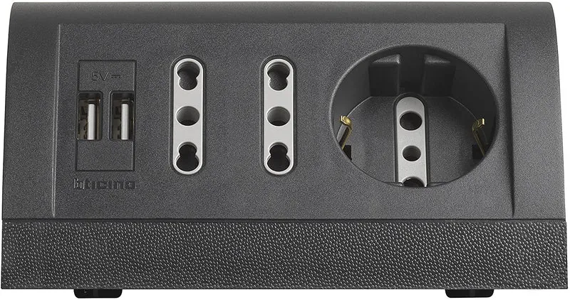 Multipresa da scrivania con 2 prese USB, 1 Presa schuko e 2 prese bipasso