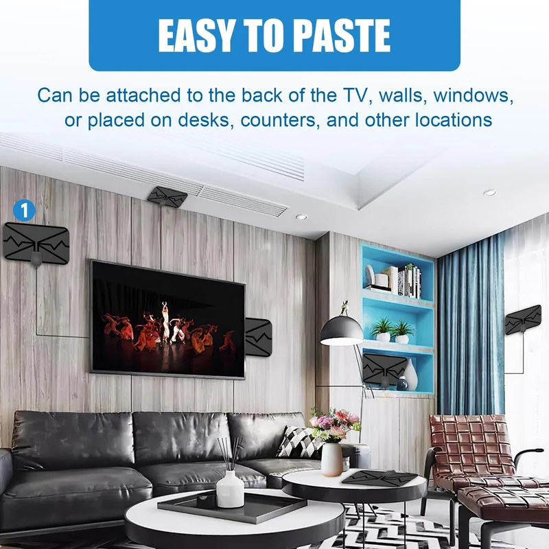 Antenna TV Interna, Antenna TV Digitale con Potente Amplificatore Raggio di 40KM Supporta Smart TV 4K HD/1080P