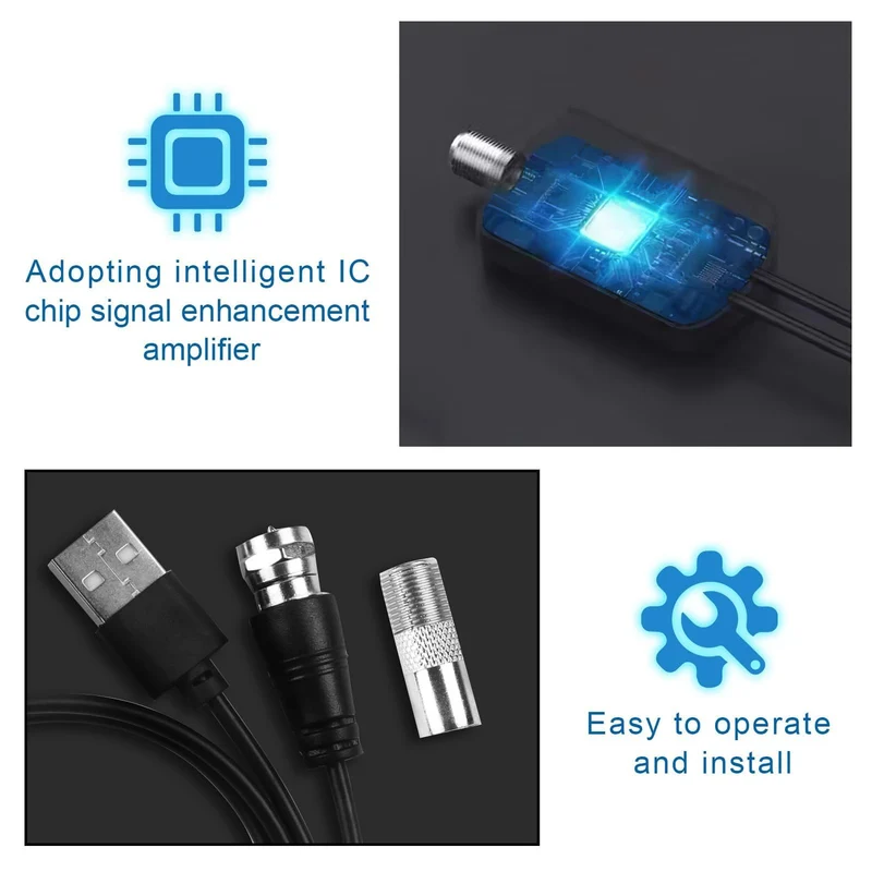 Antenna TV Interna, Antenna TV Digitale con Potente Amplificatore Raggio di 40KM Supporta Smart TV 4K HD/1080P