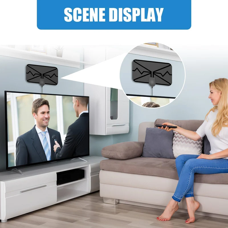 Antenna TV Interna, Antenna TV Digitale con Potente Amplificatore Raggio di 40KM Supporta Smart TV 4K HD/1080P