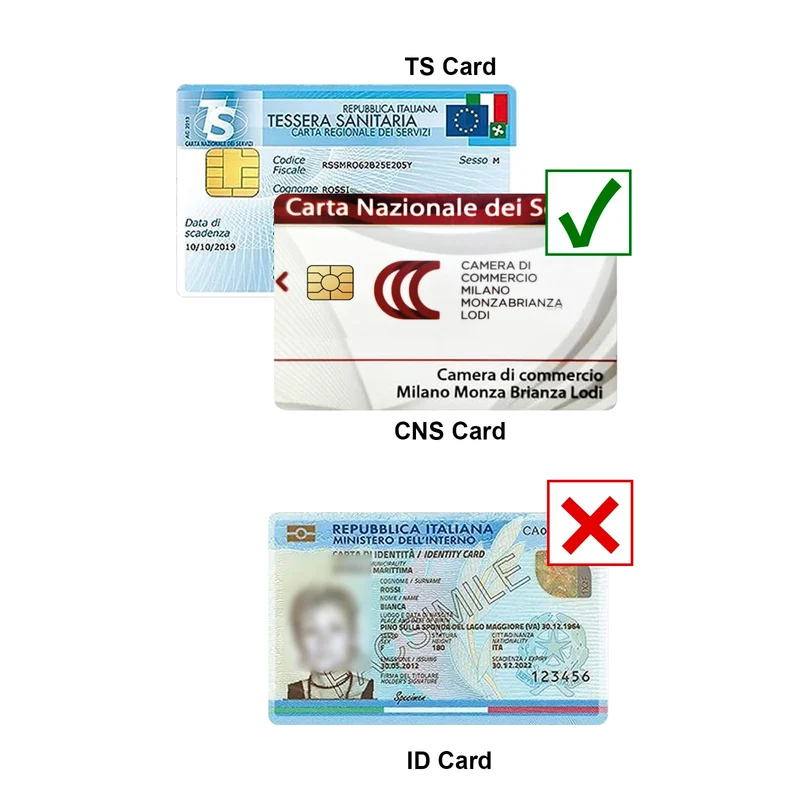 Recbot lettore smart card firma digitale, Lettore Smart Card Tessera Sanitaria, Lettore Smart Card CNS, Lettore di Smart CRS/CNS Compatibile con Windows 10 e Windows 11