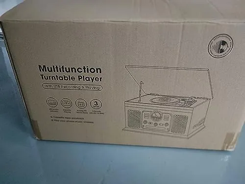 Mersoco Giradischi Vinile Bluetooth con altoparlanti stereo, Convertitore LP da vinile a MP3 con CD, lettore di cassette, radio FM, Aux in e prese per cuffie