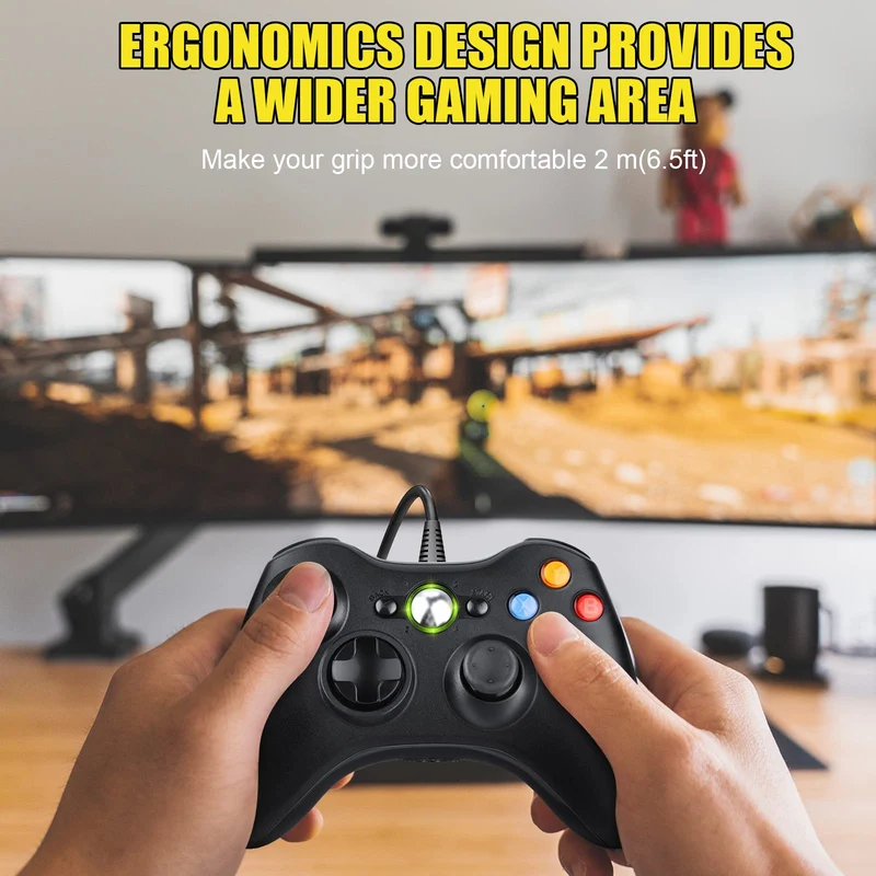 Controller per PC Xbox 360, Game Controller per Xbox 360, Wired Controller Compatibile per Xbox 360/Xbox 360 Slim, USB Wired Controller Joystick Compatibile per PC(Windows 7/8 / 8.1/10 / XP/Vista)
