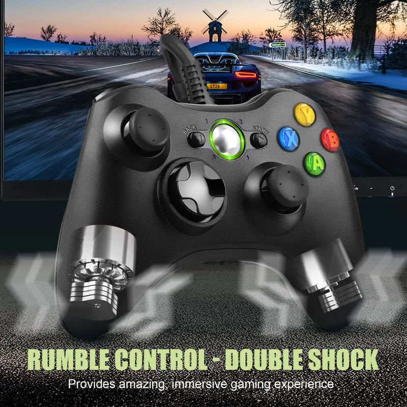 Controller per PC Xbox 360, Game Controller per Xbox 360, Wired Controller Compatibile per Xbox 360/Xbox 360 Slim, USB Wired Controller Joystick Compatibile per PC(Windows 7/8 / 8.1/10 / XP/Vista)