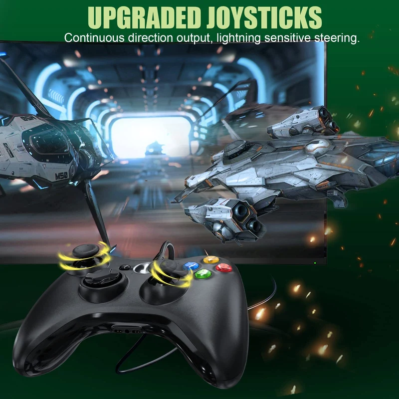 Controller per PC Xbox 360, Game Controller per Xbox 360, Wired Controller Compatibile per Xbox 360/Xbox 360 Slim, USB Wired Controller Joystick Compatibile per PC(Windows 7/8 / 8.1/10 / XP/Vista)
