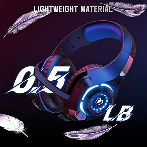 Tatybo Cuffie Gaming, Cuffie Gaming con Microfono Noise Cancelling, Stereo Bass Deep, Cuscinetti Auricolari Proteici, per PS4 PS5 PC Xbox One Mac Switch, Blu
