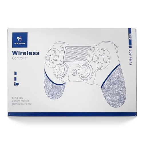 AceGamer Controller wireless per PS4, controller di gioco compatibile con PS4/Pro/Slim/PC Gamepad con pulsante turbo/posteriore/doppia vibrazione/sensore giroscopio a 6 assi/touch panel