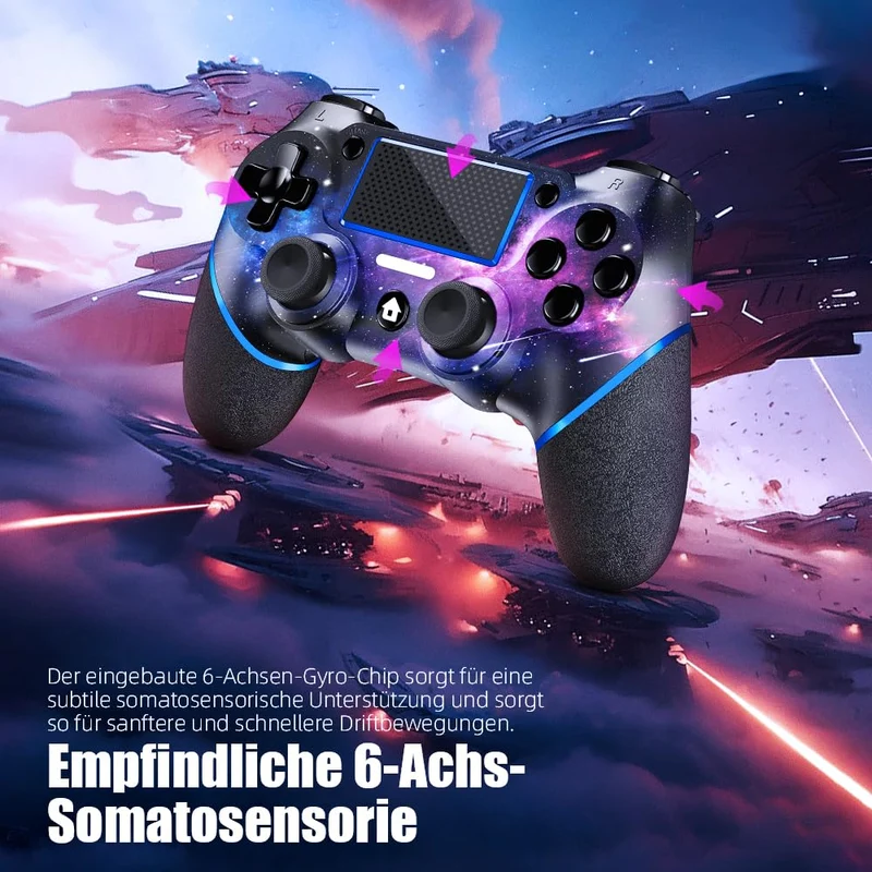 AceGamer Controller wireless per PS4, controller di gioco compatibile con PS4/Pro/Slim/PC Gamepad con pulsante turbo/posteriore/doppia vibrazione/sensore giroscopio a 6 assi/touch panel