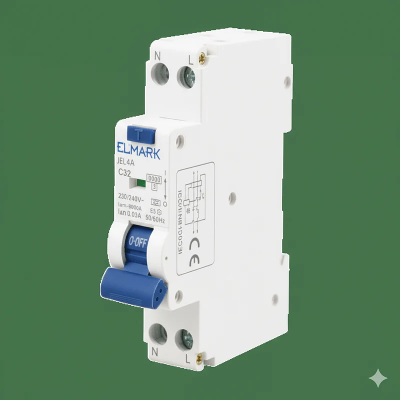 Interruttore magnetotermico differenziale 1P+N 32A Classe A 6kA 30mA 1 modulo Elmark JEL9A