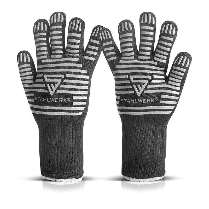STAHLWERK Hitzebeständige Handschuhe bis 800°C EN 407:2004 Feuerfeste Hitzeschutzhandschuhe | Thermohandschuhe | Arbeitshandschuhe aus robustem ARAMID-Gewebe
