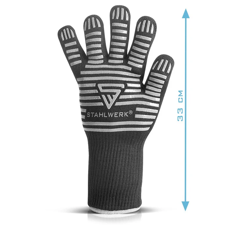 STAHLWERK Hitzebeständige Handschuhe bis 800°C EN 407:2004 Feuerfeste Hitzeschutzhandschuhe | Thermohandschuhe | Arbeitshandschuhe aus robustem ARAMID-Gewebe