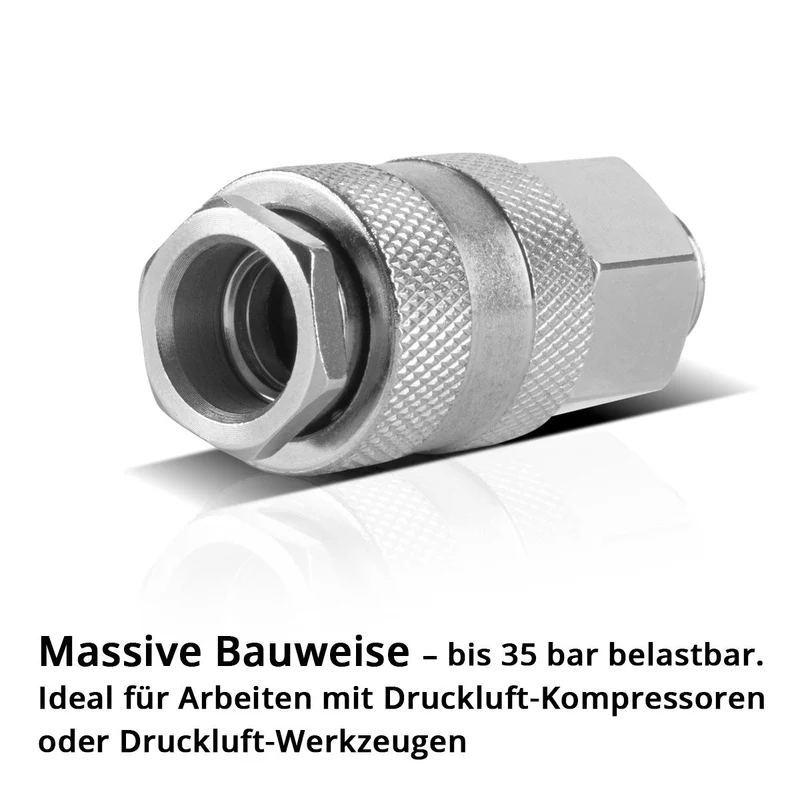 STAHLWERK 5er Set Druckluft-Schnellkupplung NW 7.2 mit 1/4 Zoll Außengewinde, Kupplung | Stecker | Adapter | Zubehör für Druckluft-Kompressoren
