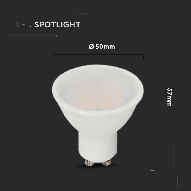 Faretto LED V-TAC GU10 4.5W con Chip Samsung 21201 luce bianco caldo 3000k