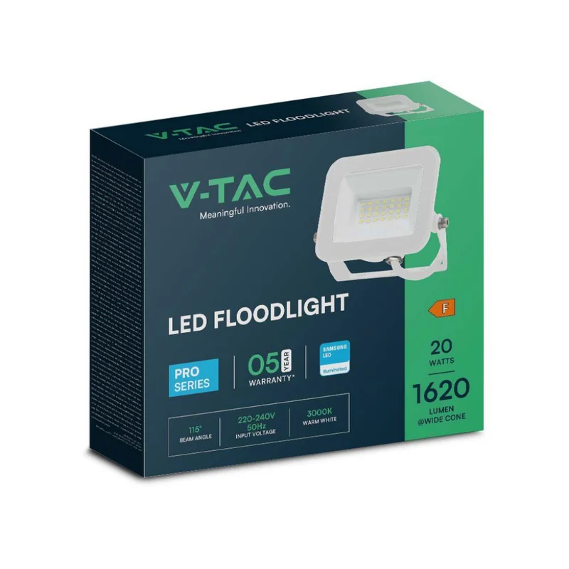 Faro LED V-TAC PRO 20W Chip Samsung Luce Bianca Naturale 4000K IP65