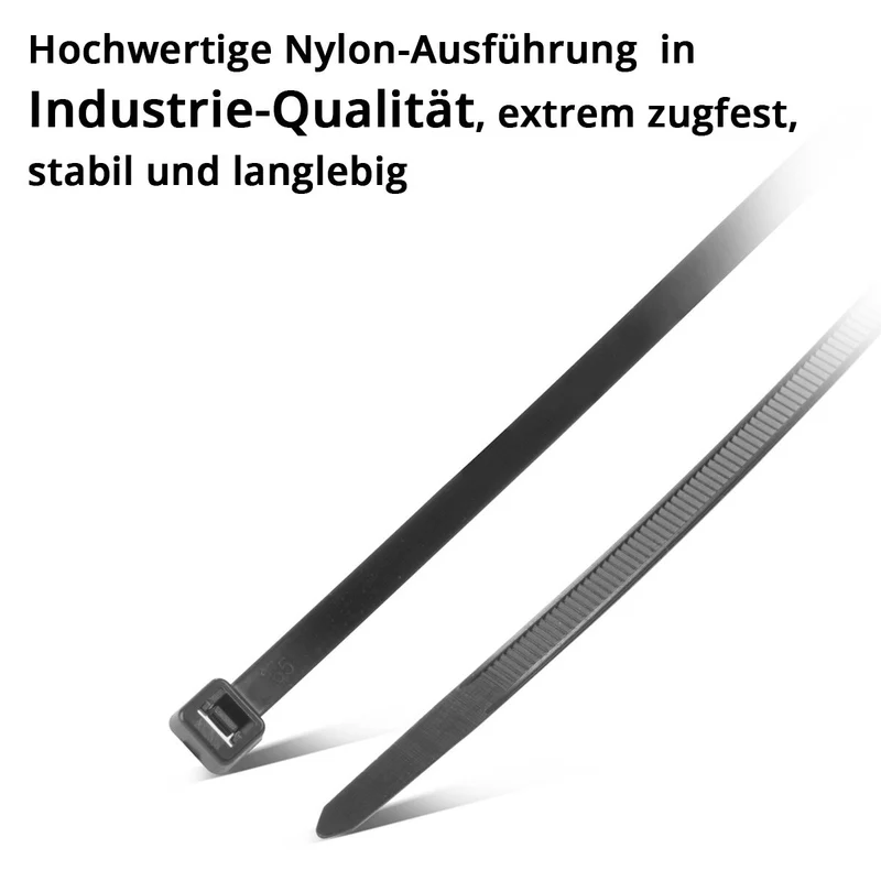STAHLWERK Kabelbinder 600er Set 2,5 x 150 mm | 3,6 x 150 mm | 3,6 x 200 mm | 4,8 x 300 mm in schwarz und weiß, Kabelstrapse in Industrie-Qualität, UV-beständig, extrem zugfest, stabil und langlebig