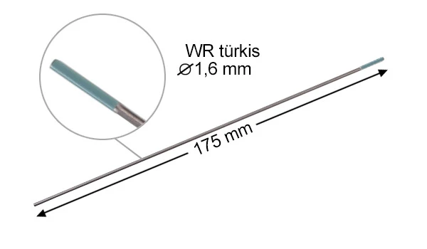 STAHLWERK Wolframelektroden / Schweißelektroden WR Türkis 1,6 x 175 mm praktischen 10er Set