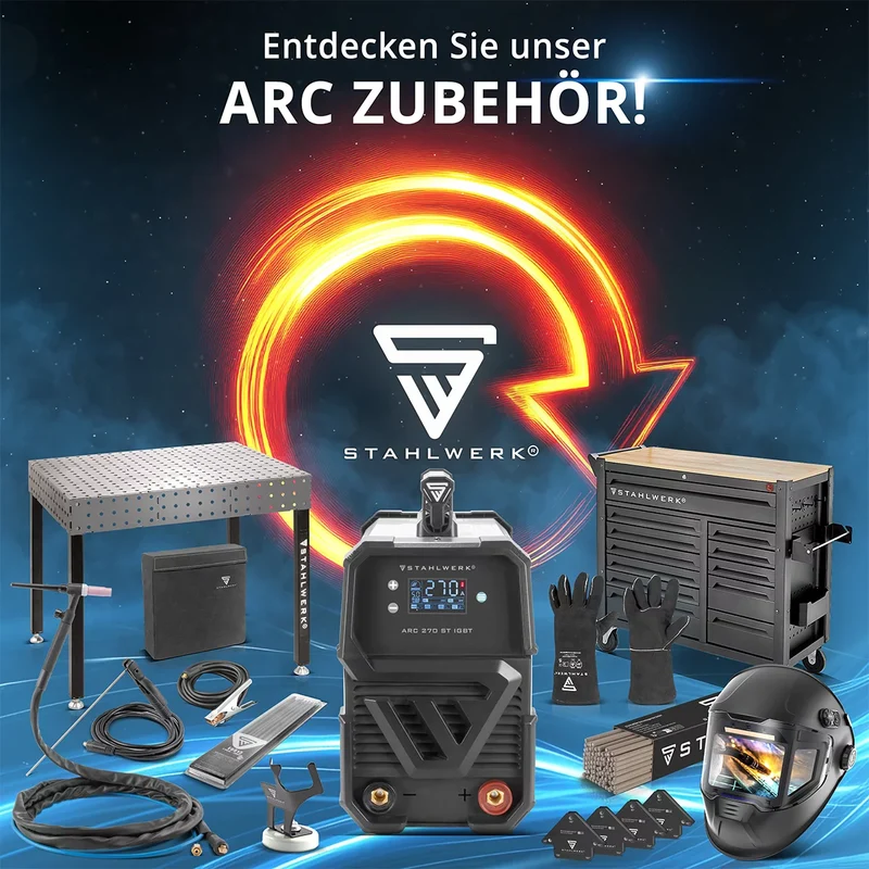 STAHLWERK ARC 160 MD Vollausstattung Elektroden-Schweißgerät - DC MMA, E-Hand, Lift-TIG Welder | Stufenlos regelbar | Echte 160 Ampere | Sehr kompakt und leicht | Hot-Start, Anti-Stick, Smart-Kühlung | IGBT-Technologie