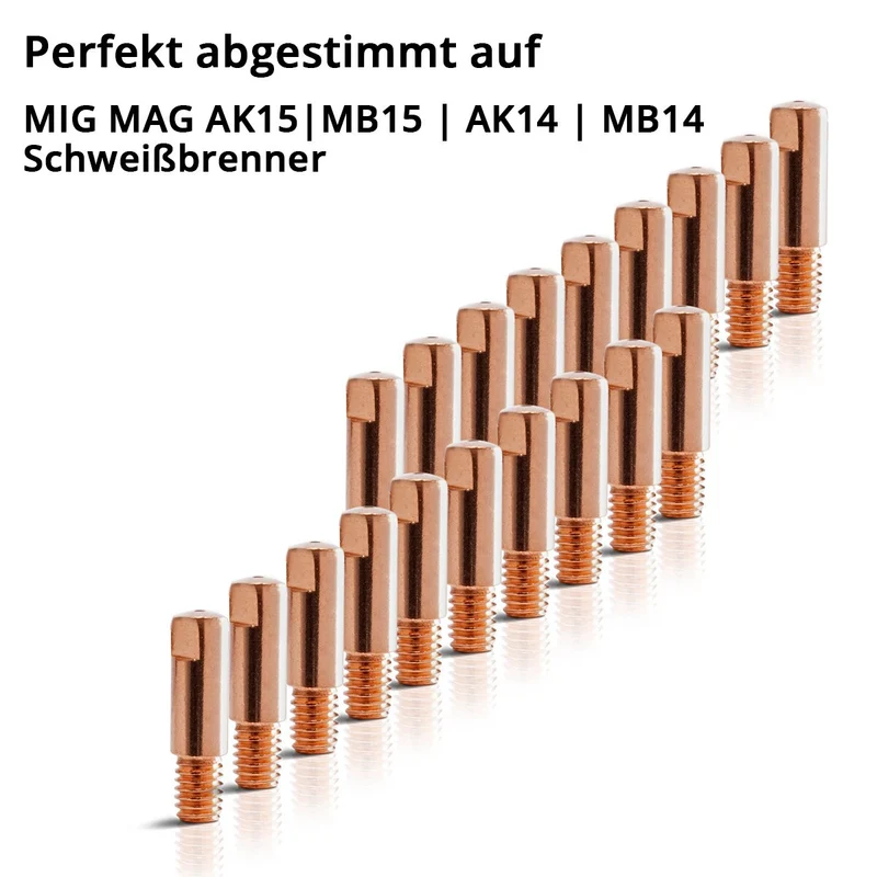 STAHLWERK 40er Set AK15 | MB15 | AK14 | MB14 Stromdüsen | Kontaktdüsen M6x25 in 0,8 mm MIG MAG Verschleißteile Set | Schweißzubehör für Schweißbrenner