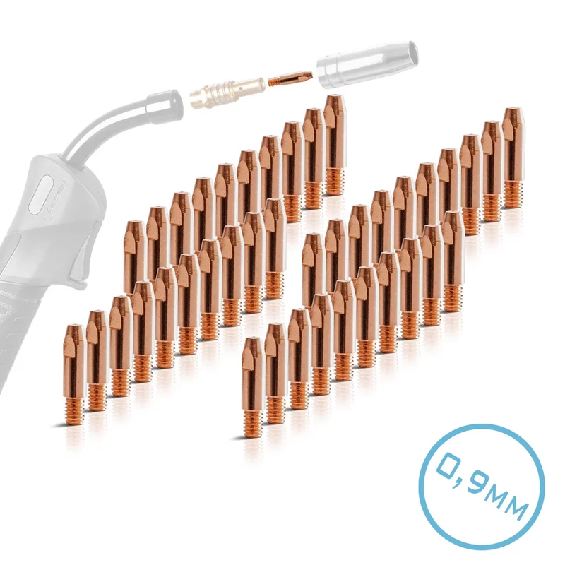 STAHLWERK 40er Set AK25 | MB25 | KD24 | MB24 Stromdüsen | Kontaktdüsen M6x28 in 0,9 mm MIG MAG Verschleißteile Set | Schweißzubehör für Schweißbrenner