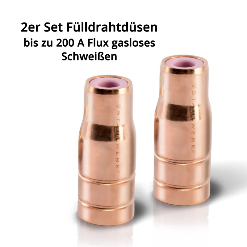 STAHLWERK 4er Set Fülldrahtdüse Gasdüse für Fülldraht Schweißen MIG MAG passend für AK15/MB15 Brenner bis zu 200A FLUX gasloses Schweißen Schweißzubehör