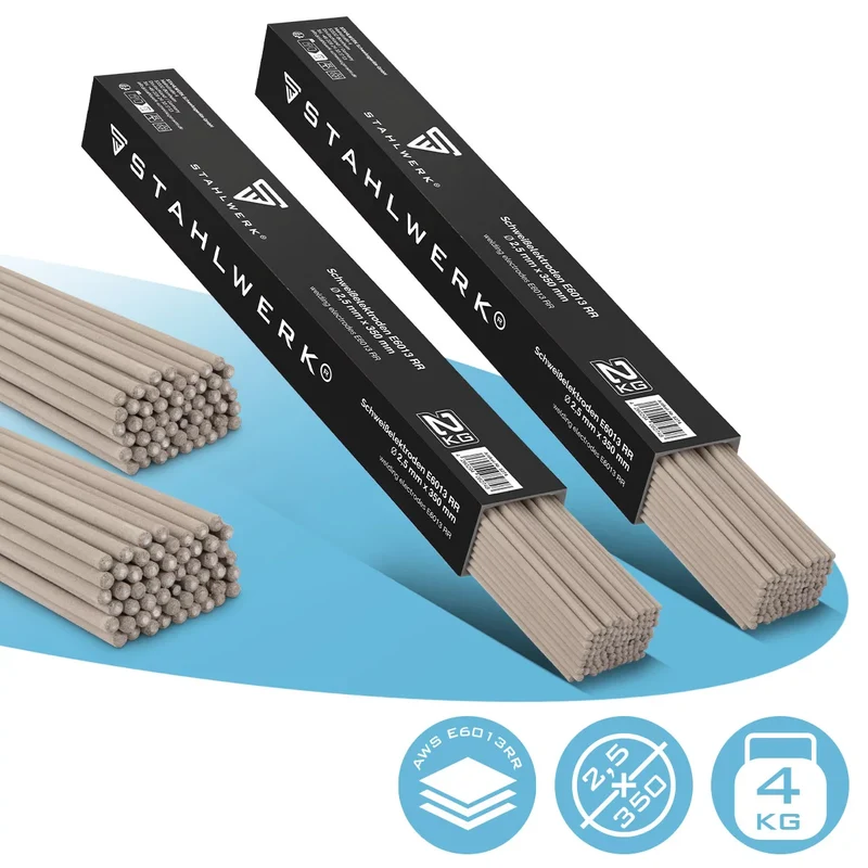 STAHLWERK 2x Stabelektroden AWS E6013RR dick rutilumhüllt 2,5 x 350 mm, Schweißstrom 50-90 A, hohe chemische Reinheit, 2 kg MMA ARC.