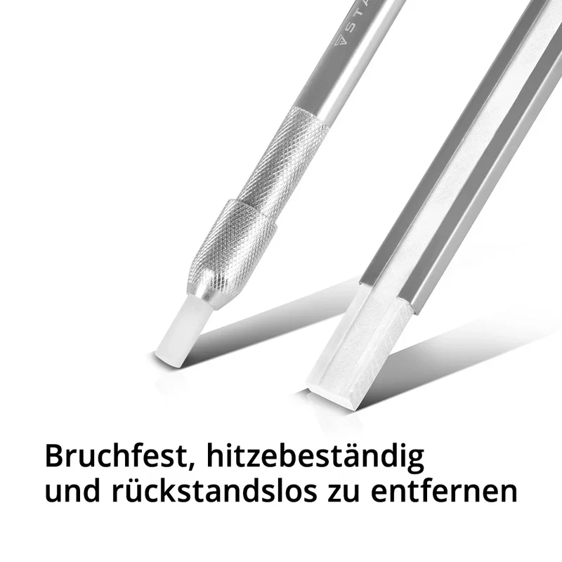 STAHLWERK Schweißerkreide Set 12-teilig, Kreidehalter flach und rund aus Aluminium, Specksteinstifte zum Nachfüllen mit 10 Specksteinkreidestücken zum Markieren auf Stahl, Edelstahl, Aluminium