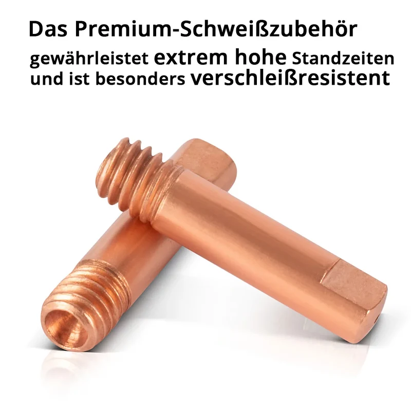 STAHLWERK MIG MAG Stromdüsen-Set | 20er Set Stromdüsen M6x25 0,9 mm |13-in-1 Düsenreiniger im Etui | Zubehör für AK15, MB15, AK14, MB14 | Reinigungs- und Verschleißteile-Set für MIG/MAG-Schweißbrenner