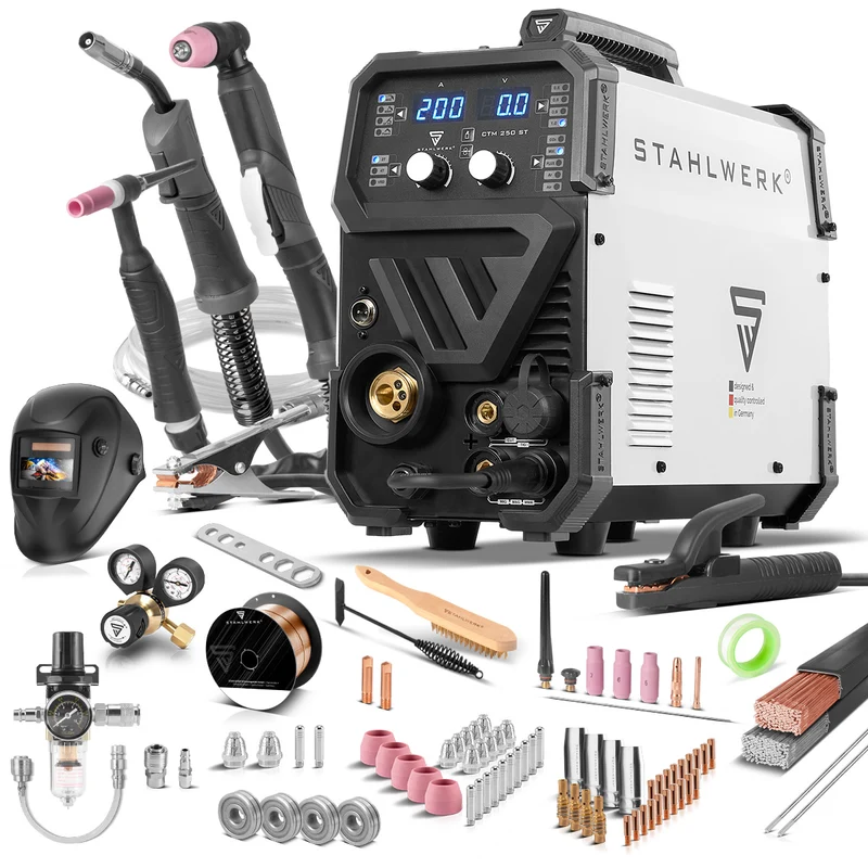 STAHLWERK CTM-250 ST Kombi-Schweißgerät Vollausstattung WIG + MIG/MAG + MMA/ARC + CUT/Plasma mit 200 Ampere und 45 Ampere Plasma-Funktion