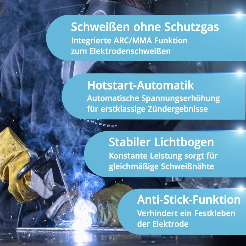 STAHLWERK CTM-250 ST Kombi-Schweißgerät WIG + MIG/MAG + MMA/ARC + CUT/Plasma mit 200 Ampere und 45 Ampere Plasma-Funktion