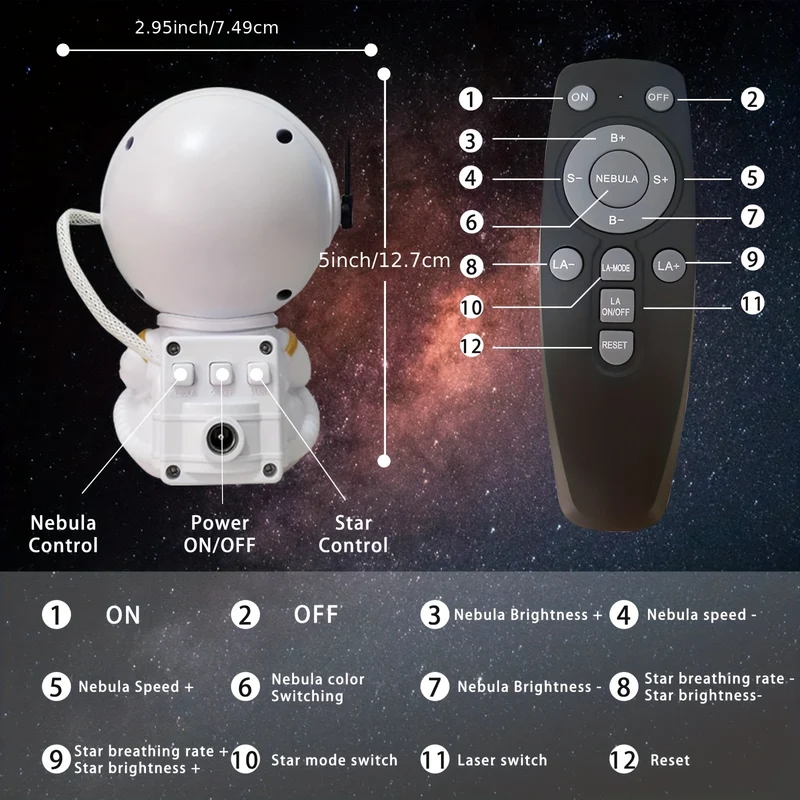 1pc Lampada Di Proiezione Della Via Lattea Dell'astronauta Con Telecomando Cavo Di Alimentazione USB Lampada Di Proiezione Del Pianeta Luce Notturna Adatta Per Sala Giochi Per Adulti/home Theater/soffitto/decorazione Della Stanza