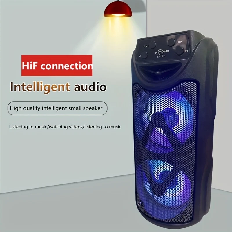 Super Large Sound, Dual 4-inch, BT Speaker, Altoparlante Esterno, Luce LED, Scheda Plug-in, USB, Connessione Microfono, Grande Altoparlante Da Campeggio, Portatile, Wireless, Luce Colorata