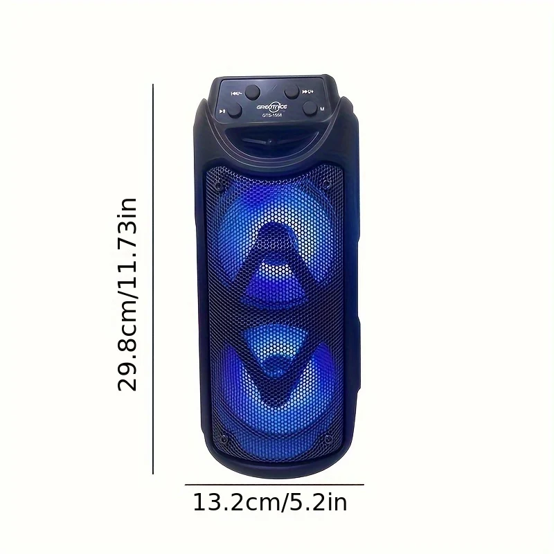 Super Large Sound, Dual 4-inch, BT Speaker, Altoparlante Esterno, Luce LED, Scheda Plug-in, USB, Connessione Microfono, Grande Altoparlante Da Campeggio, Portatile, Wireless, Luce Colorata