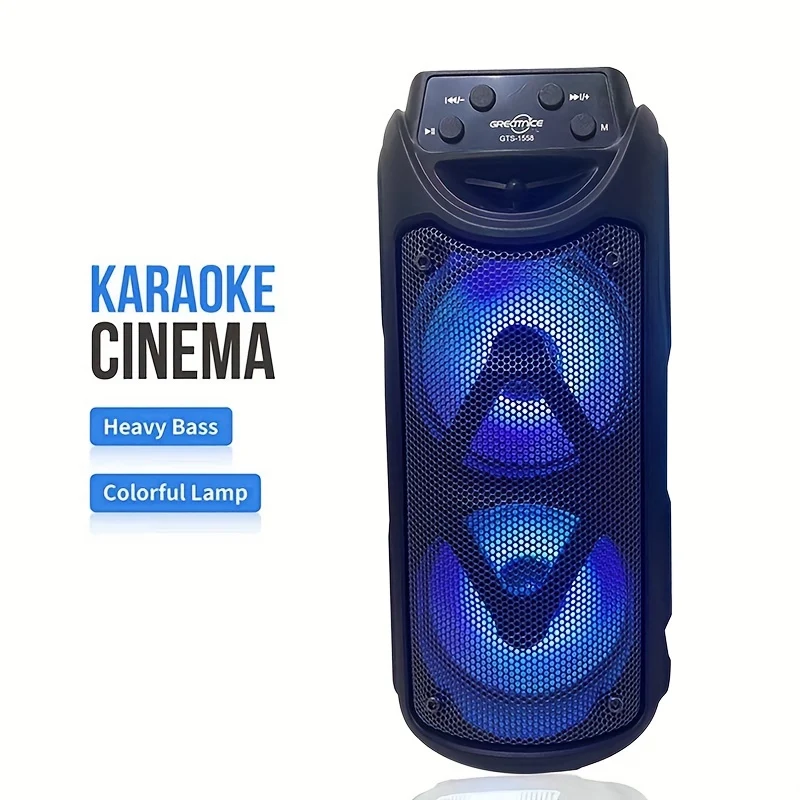 Super Large Sound, Dual 4-inch, BT Speaker, Altoparlante Esterno, Luce LED, Scheda Plug-in, USB, Connessione Microfono, Grande Altoparlante Da Campeggio, Portatile, Wireless, Luce Colorata