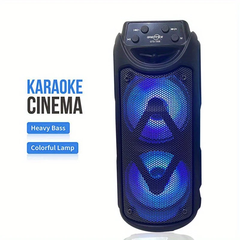 Super Large Sound, Dual 4-inch, BT Speaker, Altoparlante Esterno, Luce LED, Scheda Plug-in, USB, Connessione Microfono, Grande Altoparlante Da Campeggio, Portatile, Wireless, Luce Colorata