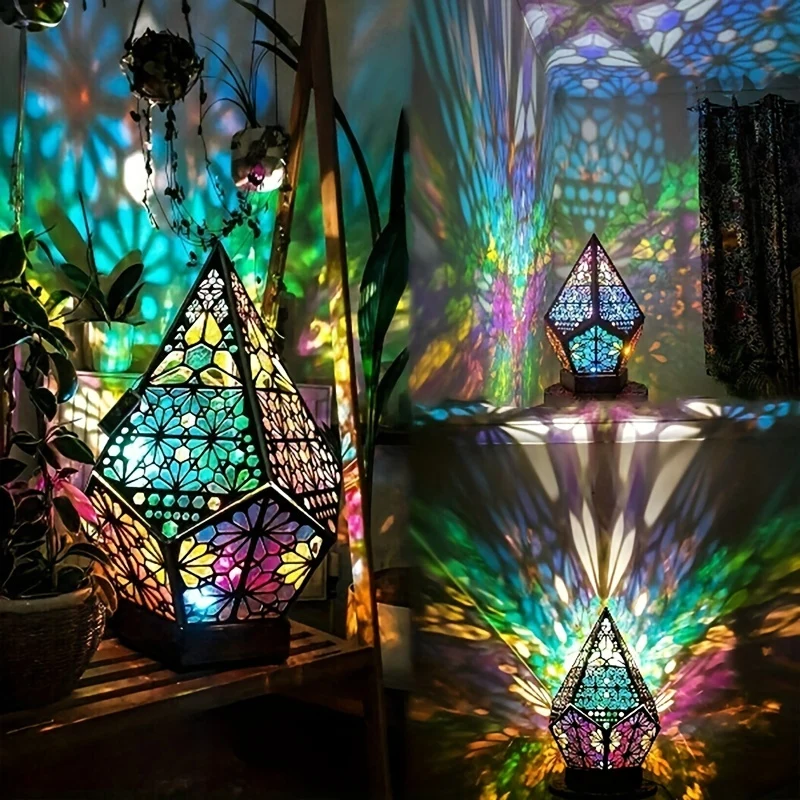 1pc LED Lampada Atmosfera Pavimento Bohemien Luce Cielo Stellato, Lampada Proiezione Cielo Pavimento Bohemien Cielo Stellato Lampada