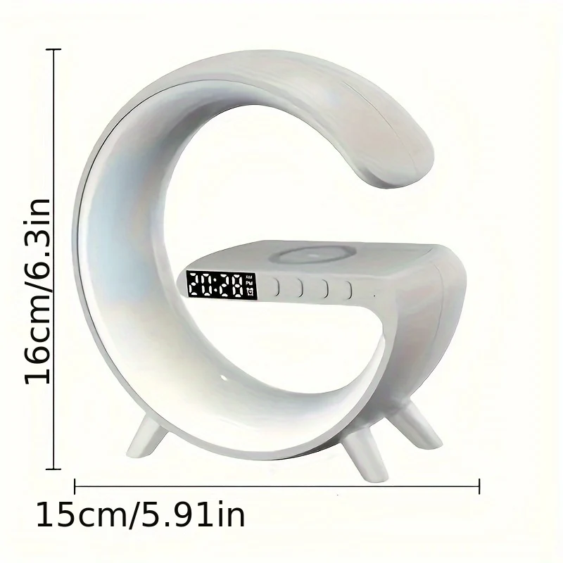 G63 Lampada Intelligente Altoparlanti Wireless Lampada Da Comodino Per Atmosfera Con Funzione Di Ricarica Wireless Per Smartphone, Luce Sveglia Ritmo Musicale Luce