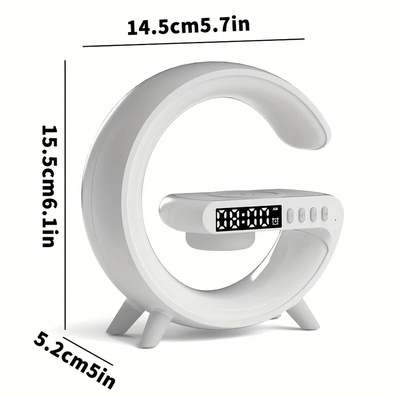 1 Striscia Luminosa A LED Rhythm RGB Con Altoparlante, Luce Ambiente Intelligente, Caricatore Wireless, Sveglia, Sincronizzazione Musicale, Luce Notturna A Cambiamento Di Colore, Lampada Da Comodino Dimmerabile Per Dormienti Pesanti