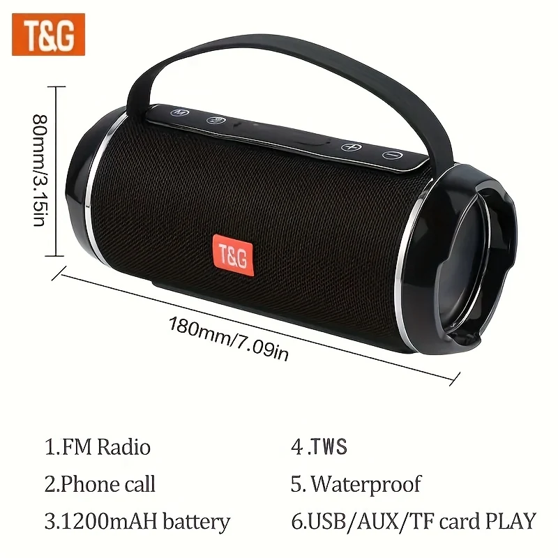 TG116C Altoparlante Compatibile Wireless Verticale Portatile Da Esterno, Lettore Musicale Con Altoparlante A Cubo Piccolo, Supporto Musica Radio USB/TF/FM, Altoparlante Stereo Ultra Basso, Connessione