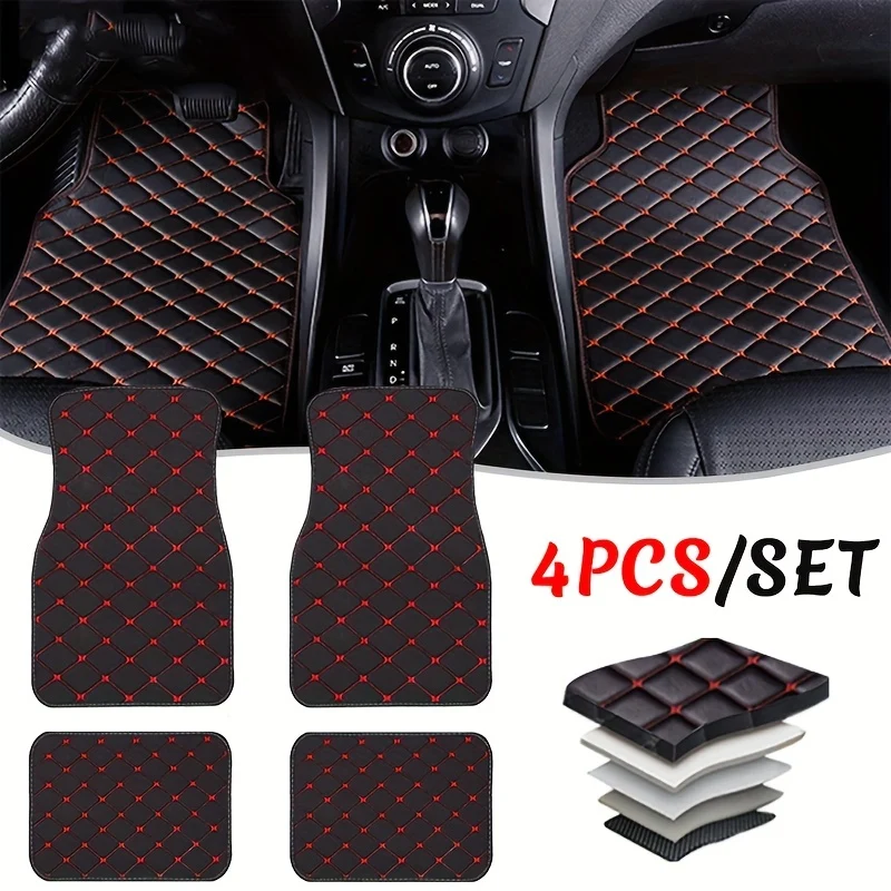 4 pz. Tappetini per auto universali impermeabili anteriori posteriori set completo tappeti per auto accessori per tappeti in pelle interni