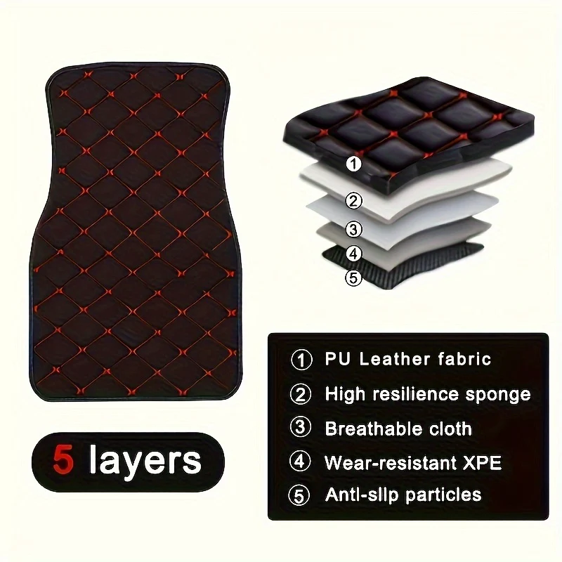 4 pz. Tappetini per auto universali impermeabili anteriori posteriori set completo tappeti per auto accessori per tappeti in pelle interni