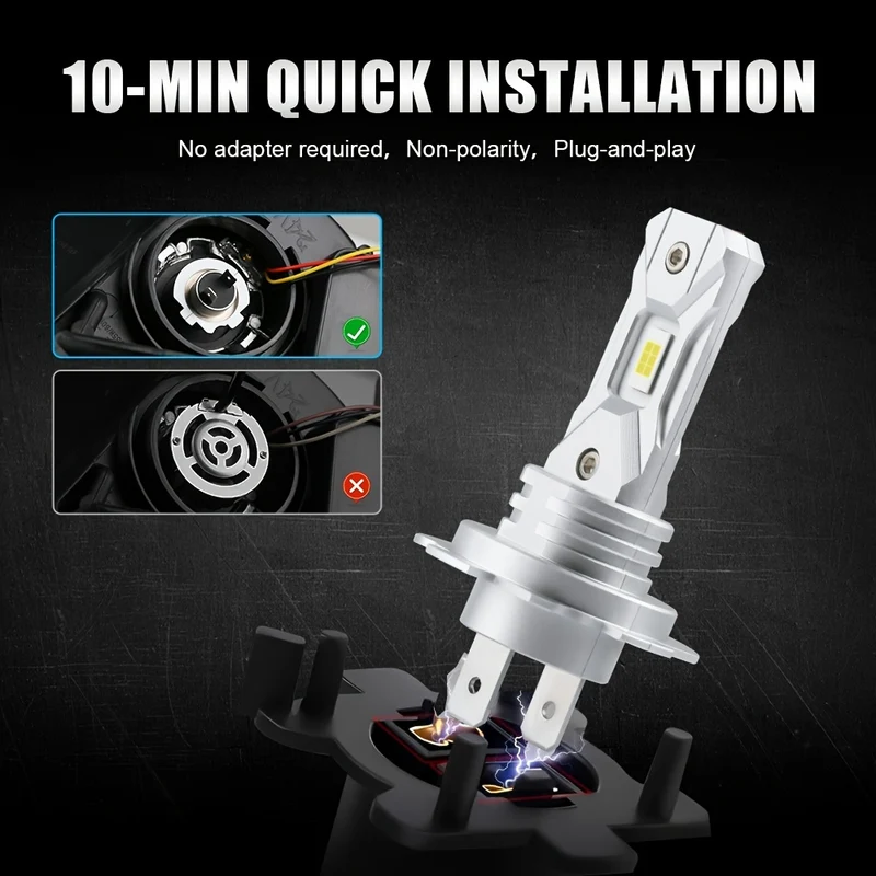 2Pcs Turbo H7 Fari A LED 1:1 Mini Formato Del Faro Senza Fili 18000LM CSP Chip Led H7 Luce Per Auto lampadina 6500K Bianco 12V 55w