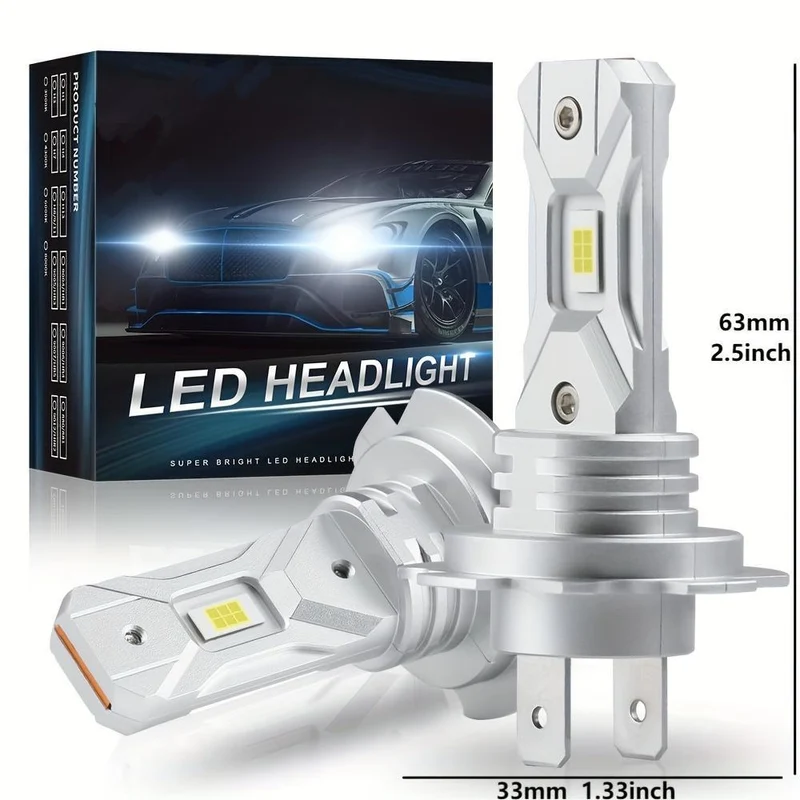 2Pcs Turbo H7 Fari A LED 1:1 Mini Formato Del Faro Senza Fili 18000LM CSP Chip Led H7 Luce Per Auto lampadina 6500K Bianco 12V 55w