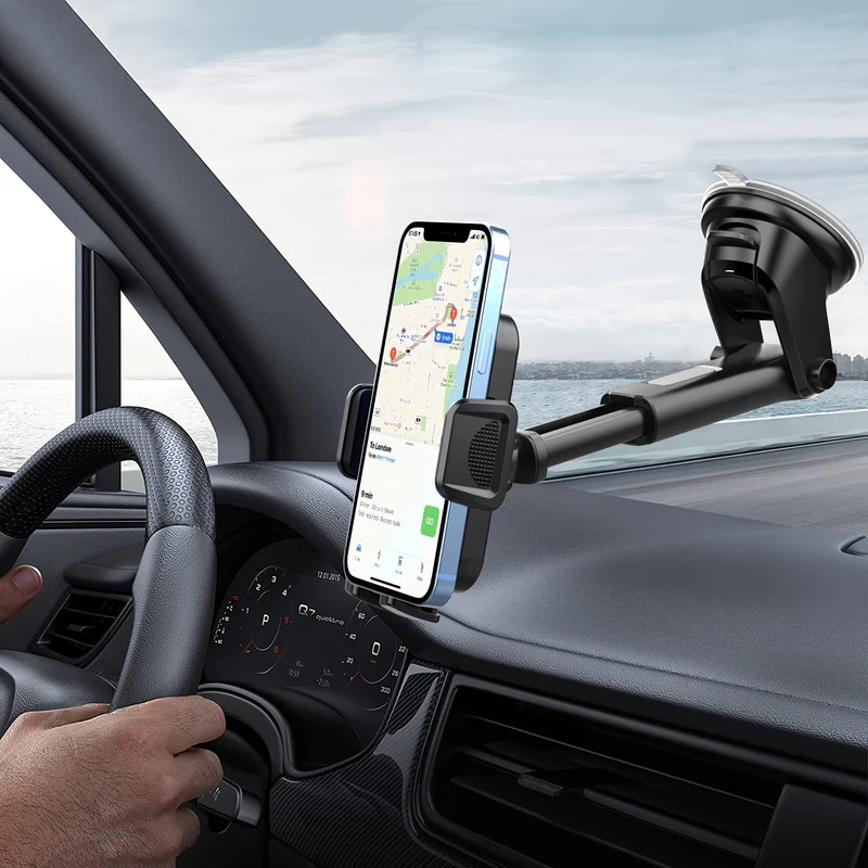 Supporto per telefono per auto, supporto per telefono con forte ventosa, supporto per telefono 2 in 1 cruscotto/parabrezza, vivavoce per tutti i telefoni cellulari
