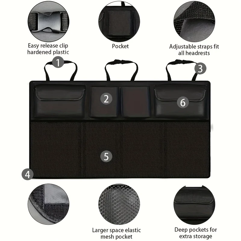 Organizer da appendere al bagagliaio dell'auto, organizer da appendere al bagagliaio dell'auto con 8 grandi borse portaoggetti, capacità extra large, organizer per bagagliaio impermeabile per auto SUV