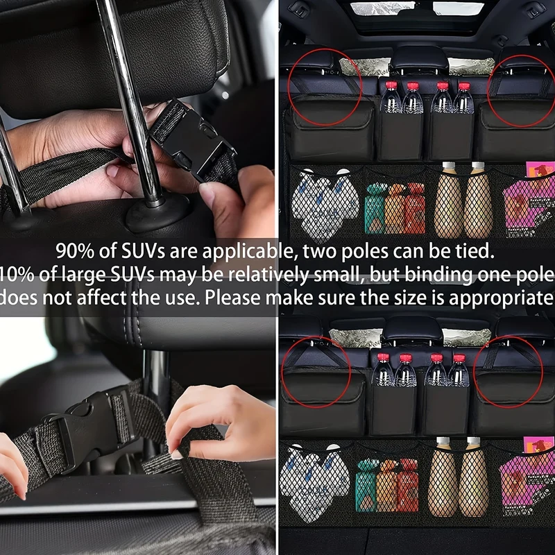 Organizer da appendere al bagagliaio dell'auto, organizer da appendere al bagagliaio dell'auto con 8 grandi borse portaoggetti, capacità extra large, organizer per bagagliaio impermeabile per auto SUV