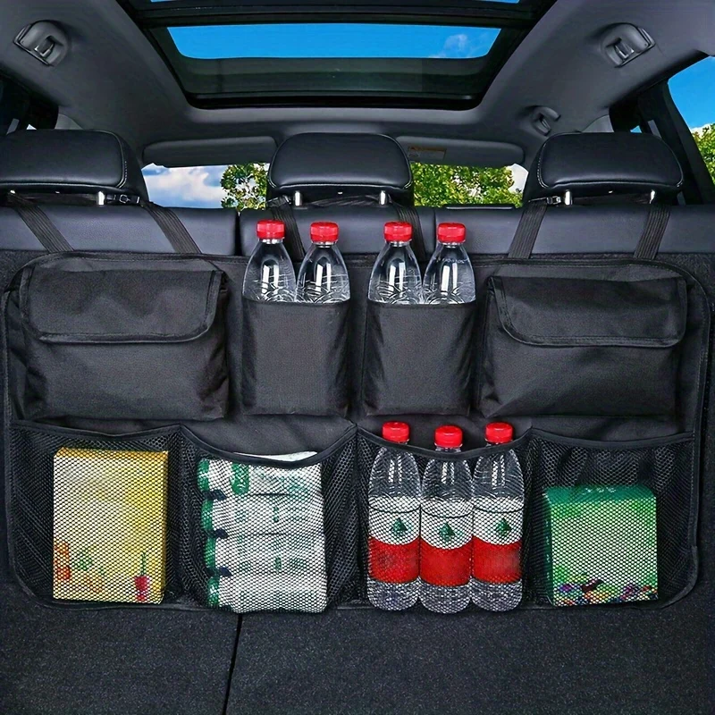 Organizer da appendere al bagagliaio dell'auto, organizer da appendere al bagagliaio dell'auto con 8 grandi borse portaoggetti, capacità extra large, organizer per bagagliaio impermeabile per auto SUV