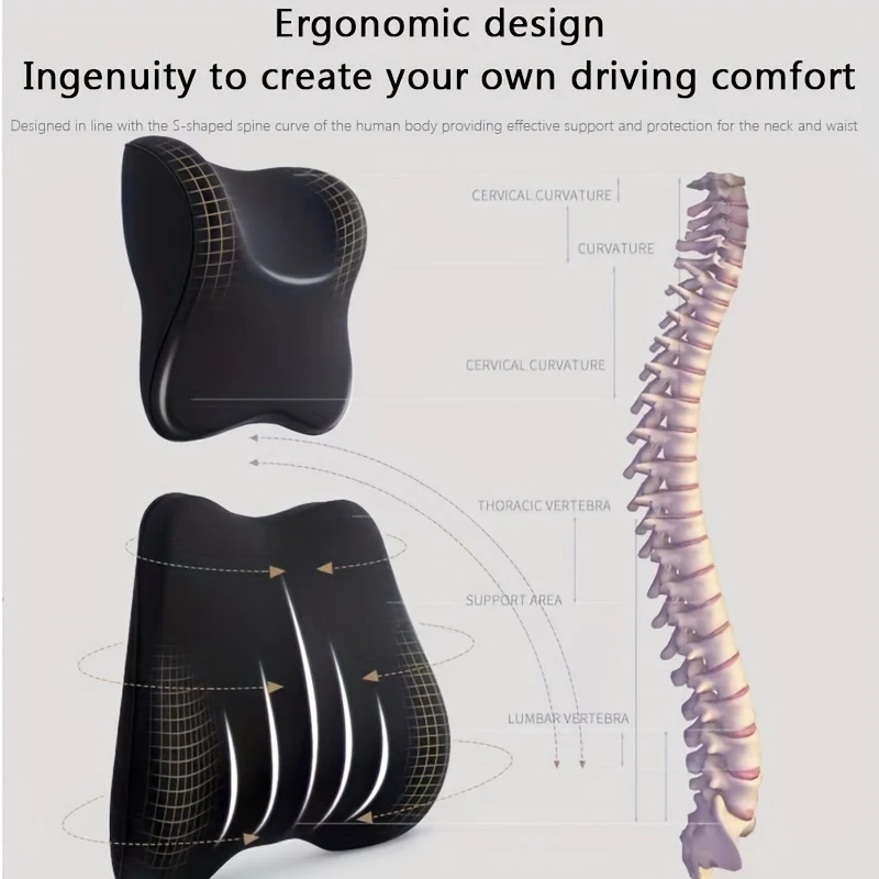 Cuscino Lombare Del Poggiatesta Dell'auto Cuscino Per Il Collo Dell'auto In Memory Foam Importato Ad Alto Rimbalzo Al 100% Supporto Per La Vita Cuscino Per Seggiolino Auto Di Fascia Alta