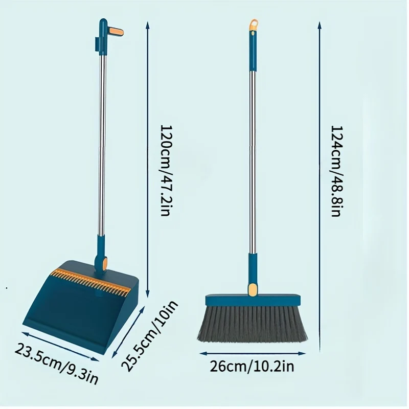 2 pz./set 48,8 pollici manico lungo Scopa e Paletta per la casa, set scopa otatable, spazzare cucina pavimento in legno peli di animali domestici, pulizia forniture per interni