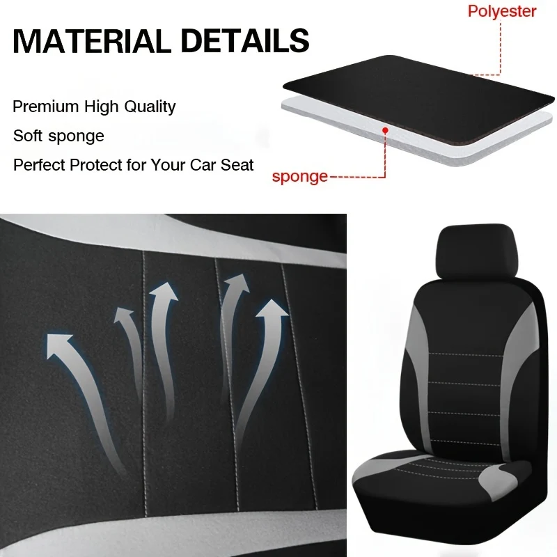 Coprisedili 9 pezzi Set Cuscino per auto Accessori auto Sedile Proteggi SUV Van Camion Cinque posti Airbag universale Sicuro Nero Grigio Rosa Blu Rosso
