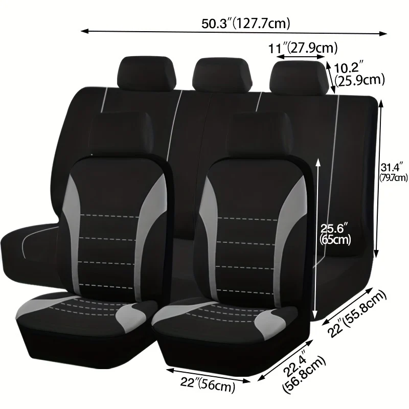 Coprisedili 9 pezzi Set Cuscino per auto Accessori auto Sedile Proteggi SUV Van Camion Cinque posti Airbag universale Sicuro Nero Grigio Rosa Blu Rosso